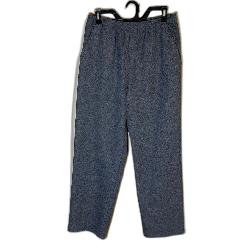 Blair Women's 14P Gray Pull-on Pants Classic Charcoal Slacks Elastic Waist